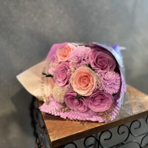 ソープフラワー　ローズブーケパープル